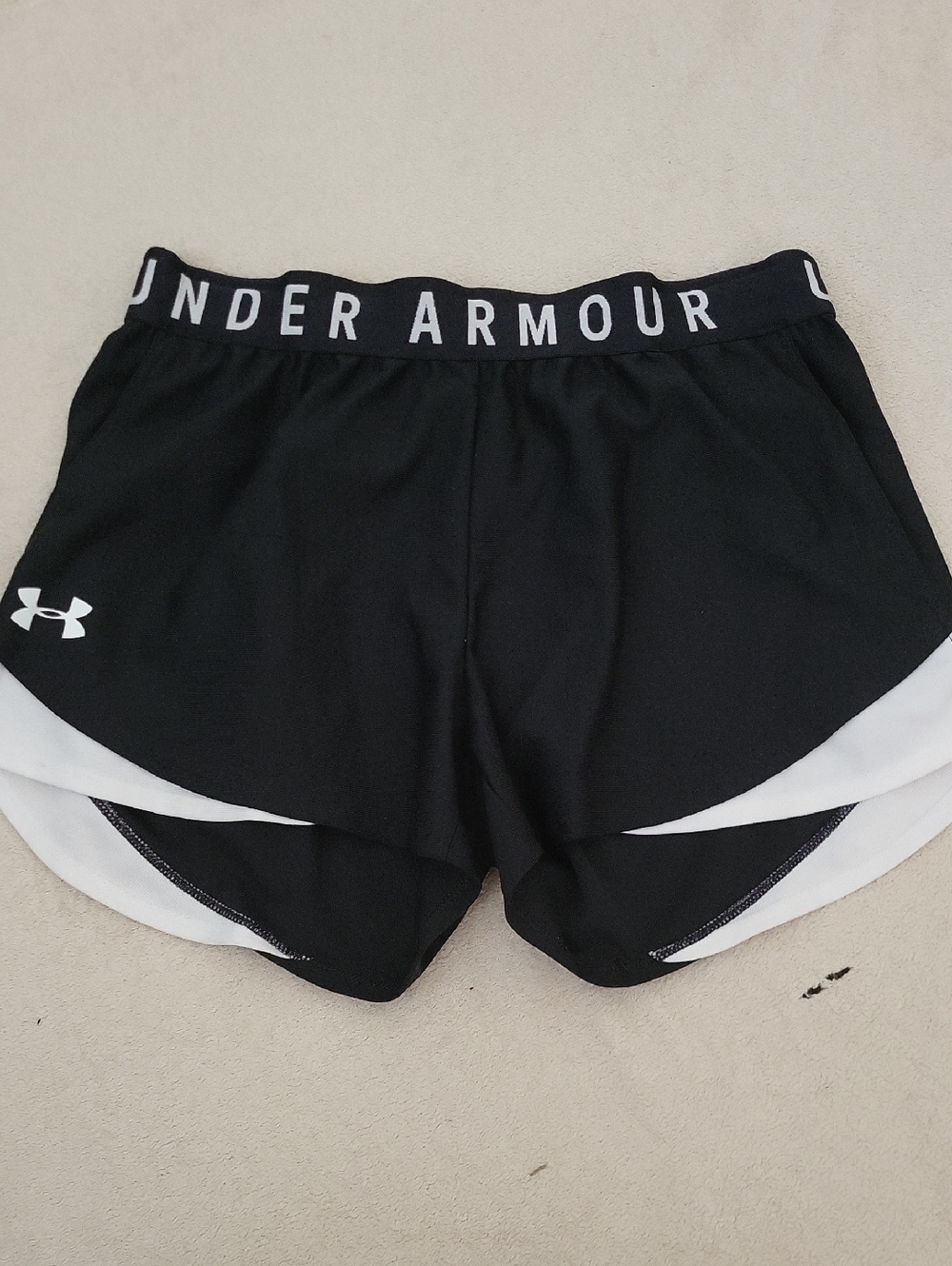 Under Armour Black Athletic Shorts with White Trim